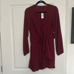 Express Red Sheath Dress V-Neck Long Sleeve Cocktail